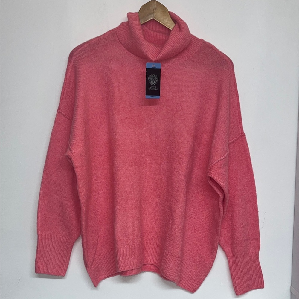 Vince Camuto Size Large Women’s Pink Cowl Neck Sweater Soft Stretchy Oversized